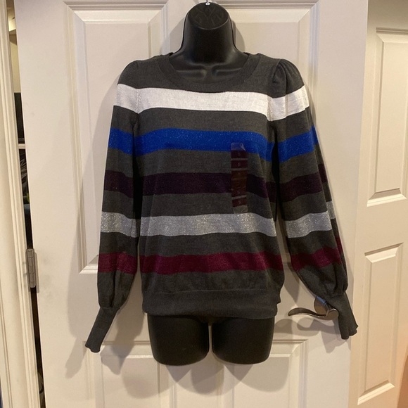 Small John Paul Richard gray striped sweater with sparkles - NWT - Picture 1 of 5